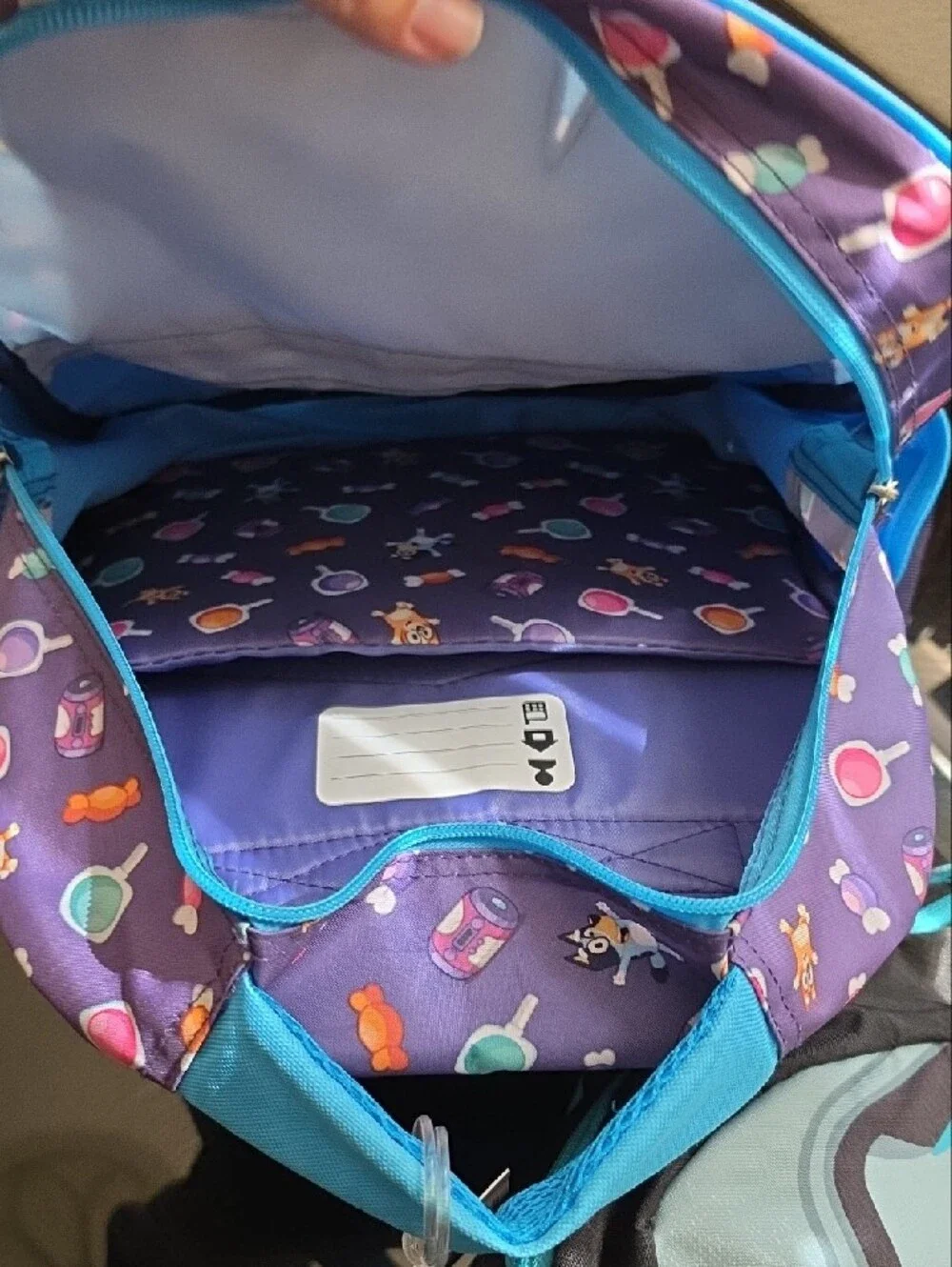 Kids Bluey Backpack - Purple & Blue Cartoon Design